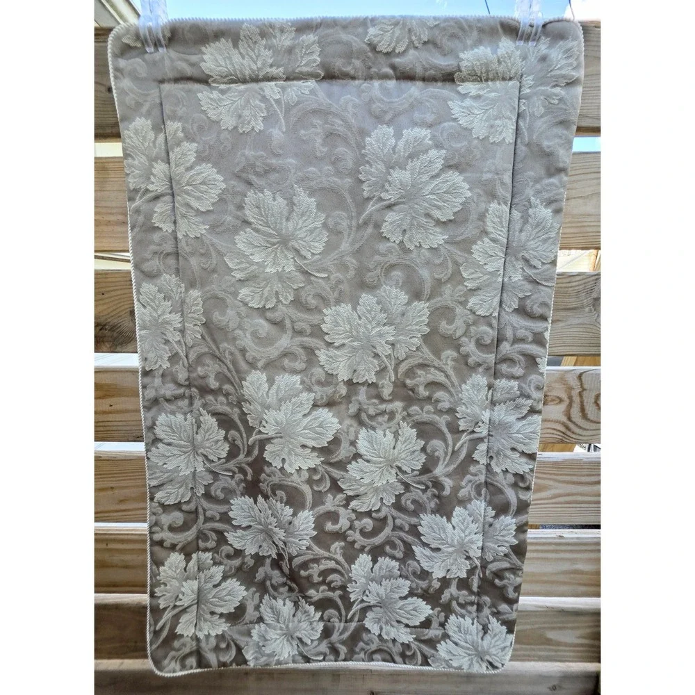 Croscill King Pillow Sham Champagne Taupe Jacquard Damask Leaf Scroll Corded